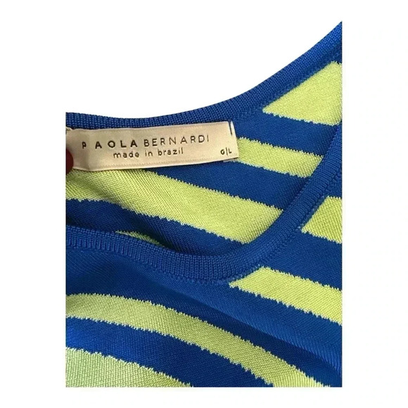 PAOLA BERNARDI Stela Striped Sleeveless Midi Cutout Dress Sz L NWT - Picture 8 of 8